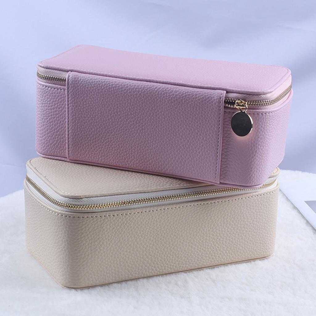 Elegant Travel Jewelry Case with 12 Velvets Zippers Pouches PU Leather Earrings Necklaces Organizer Accessories Holder