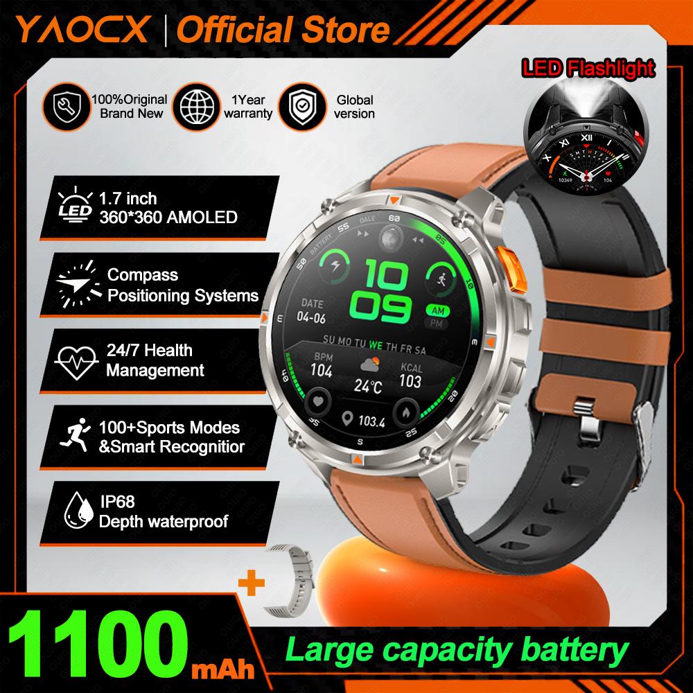 2026 Nou Ceas Inteligent cu Baterie de 1100mAh GPS traseu 5ATM Impermeabil Tracker Sportiv pentru Alergare Busolă în Aer Liber Ceas Inteligent Militar
