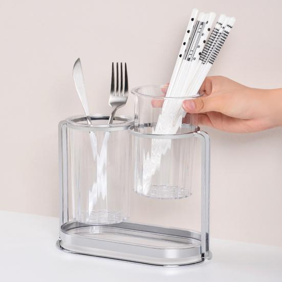 

1 Set Keep Neat Visible Portable with Metal Frame Kitchen Chopsticks Basket Storage Tube Chopsticks Storage Tube