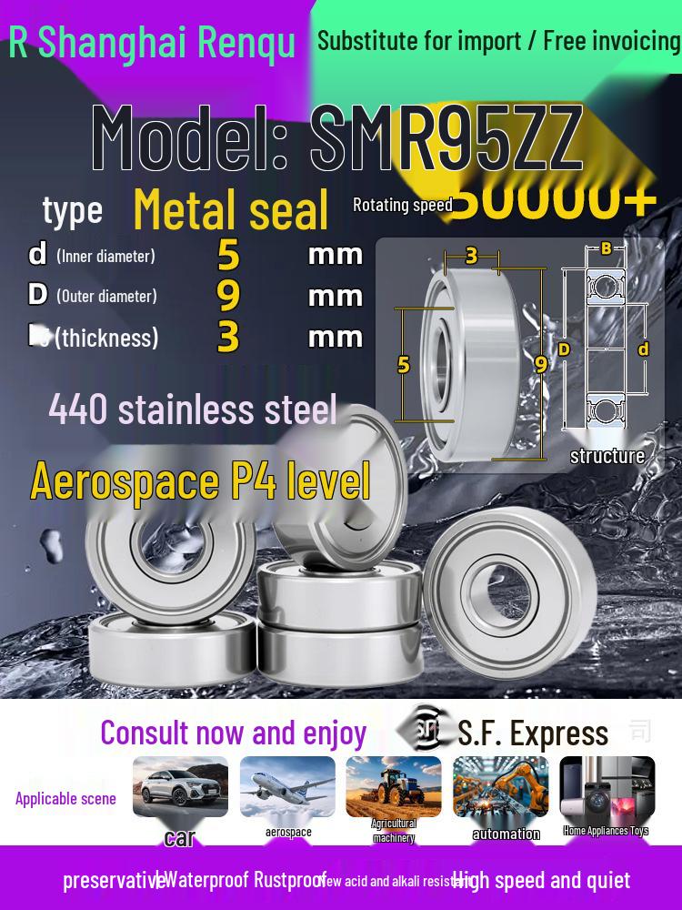 High-Speed Mini Micro Bearings Set: 440 Stainless Steel, 4 Models, 3 Bearings Each, Inner Diameter: 1, 2, 5, 6, 7, 8, 9, 10, 12mm
