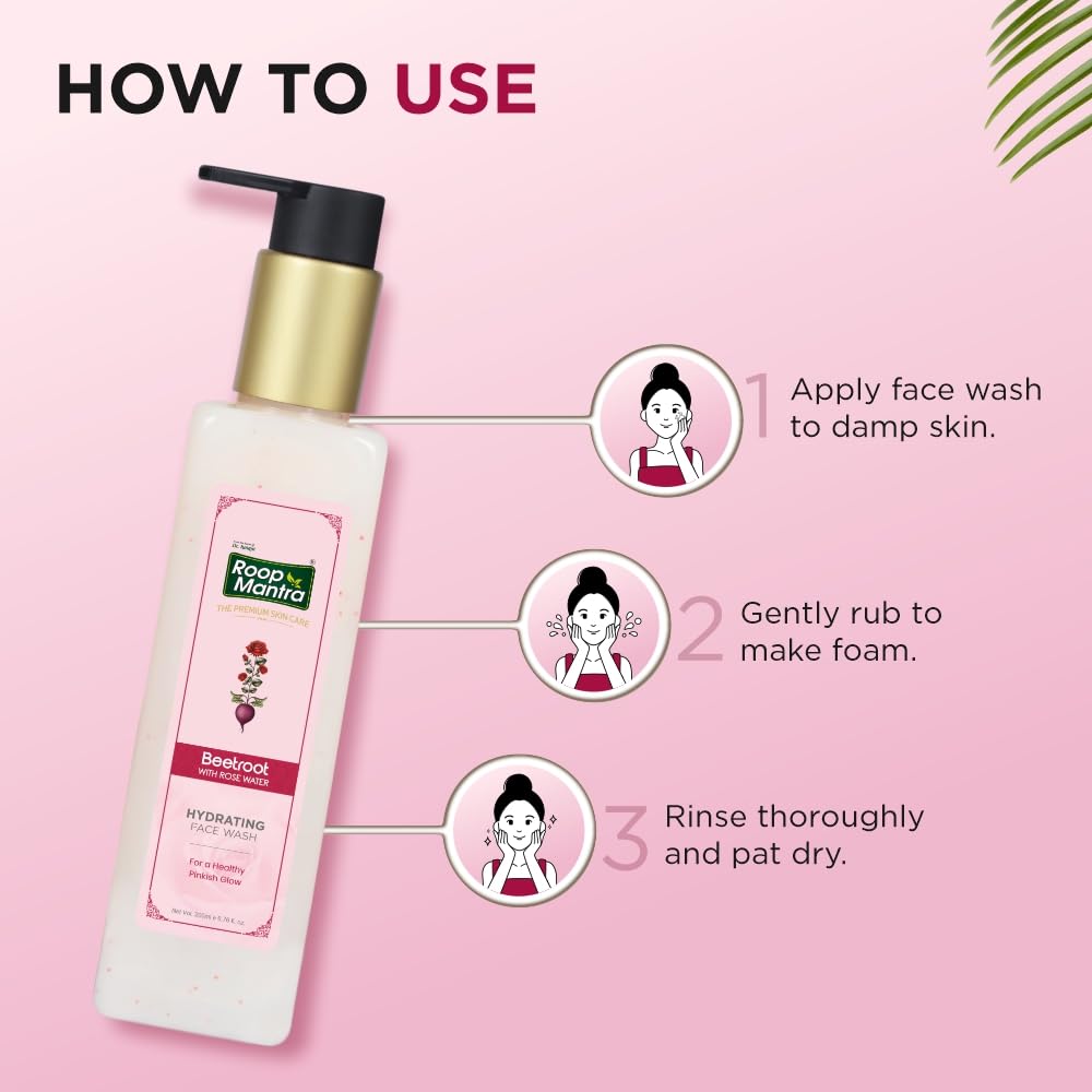 Roop Mantra Premium Beetroot With Rose Water Facewash 200ML Pack Of 1 For Hydrated Glowing Skin