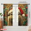 2pcs,2D Plane Printing Light Filtering Curtains Cute Otter Christmas Hat (3) Versatile Durable Polyester (without Rod) Holiday