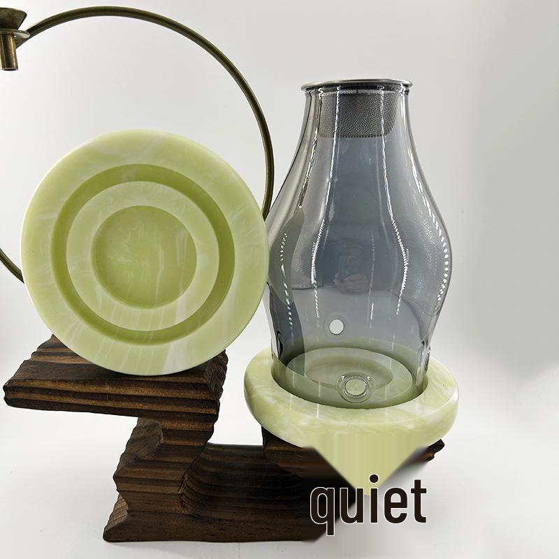 Handmade Imitation Yellow Dragon Jade Candle Incense Burner - Chinese Wax Lamp Decoration for Tea Room