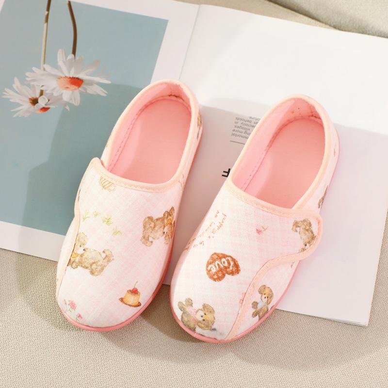 Women's Autumn Cartoon Cotton Anti-Slip Postpartum Slippers - Breathable, Thick-Soled, Parent-Child Home Shoes