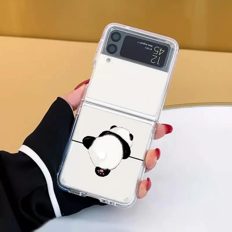 

Funny Cartoon Cute Panda Phone Cases for Samsung Galaxy Z Flip 5 ZFlip 6 Transaprent Clear Cover for Samsung ZFlip 4 3 Fundas Galaxy ZFlip 3