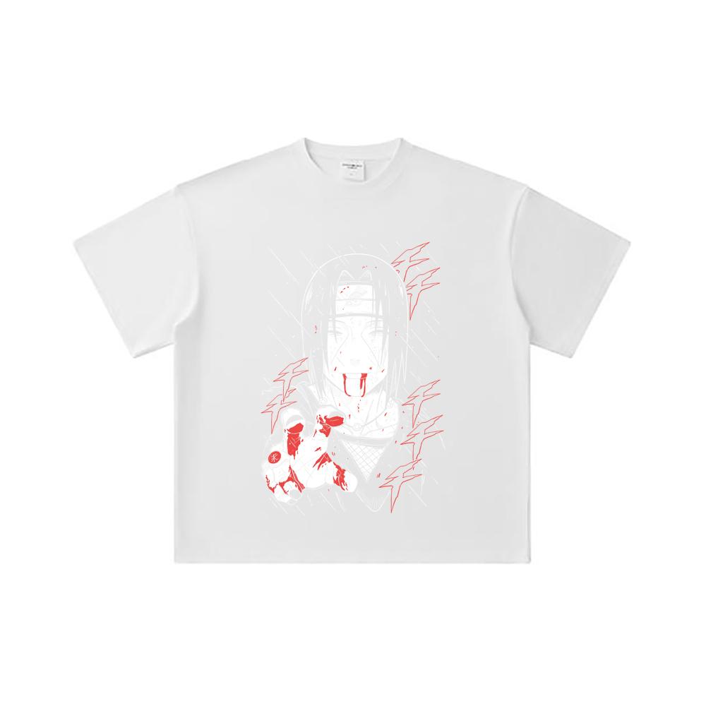 260 GSM Double Yarn 32 Count 100% Cotton Naruto V4 Itachi Print Unisex Heavy Cotton T Shirt