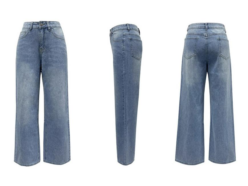 2025 Spring/Summer Women's Light Color High Waist Wide-Leg Slimming Jeans
