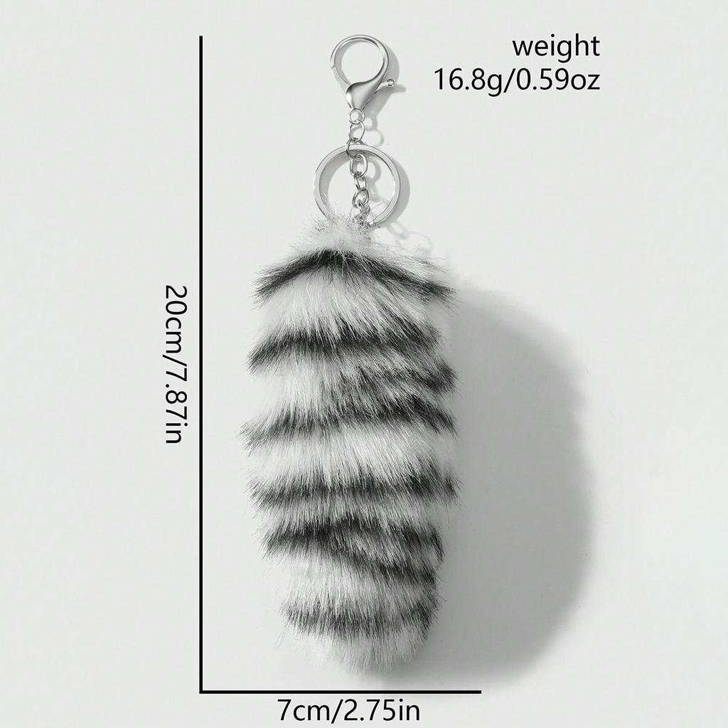 Fox Tail Keychain Irregular Car Keychain Bag Pendant Tail Animal Style Leopard Colored Keychain Cute Plush Keychain For Women