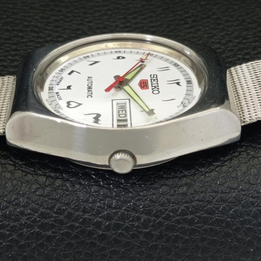 JAPAN VINTAGE SEIKO 5 AUTOMATIC 6309A MENS ARABIC WHITE DIAL WATCH a702668-1 R209-a702668