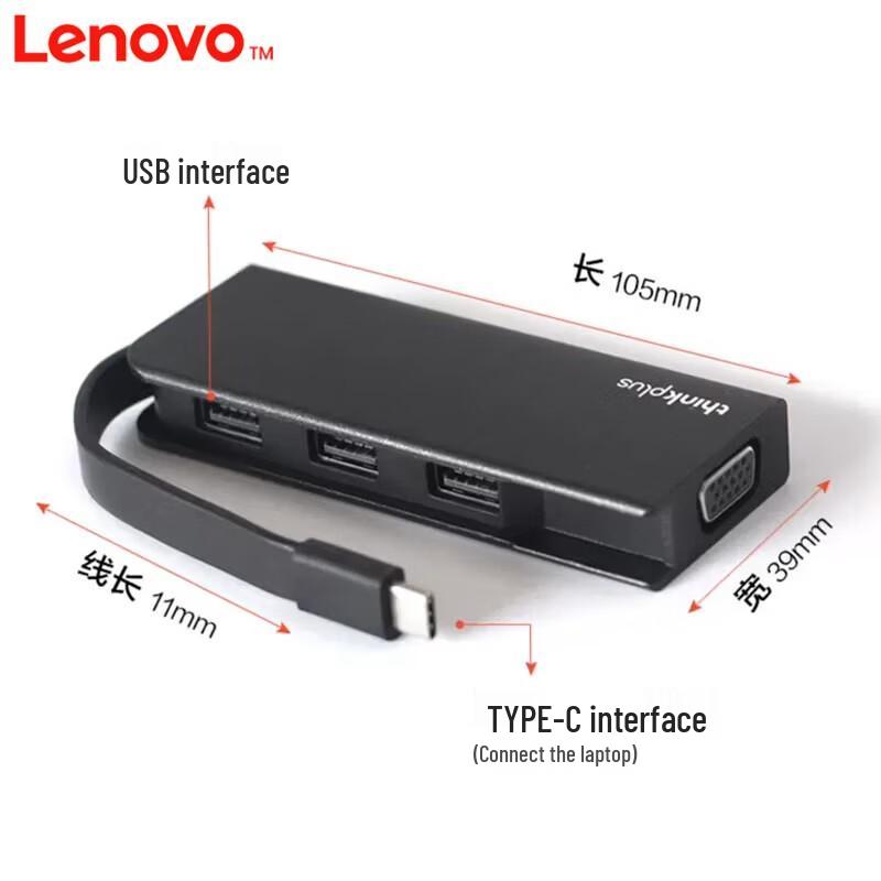 Lenovo ThinkPad USB-C to VGA and 3-Port USB Hub