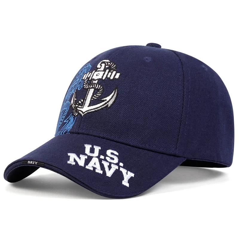 

Unisex Anchor Embroidery Baseball Caps Outdoor Adjustable Spring and Autumn Casual Sunscreen Hat тёмно-синий