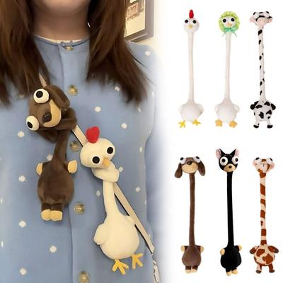 Cute Big-Eyed Stuffed Toy Long Neck Dog Duck Giraffe Plush Doll Car Bag Keychain Cute Animal Bendable Plush Figure Unique Gift for Dog Lovers Kids