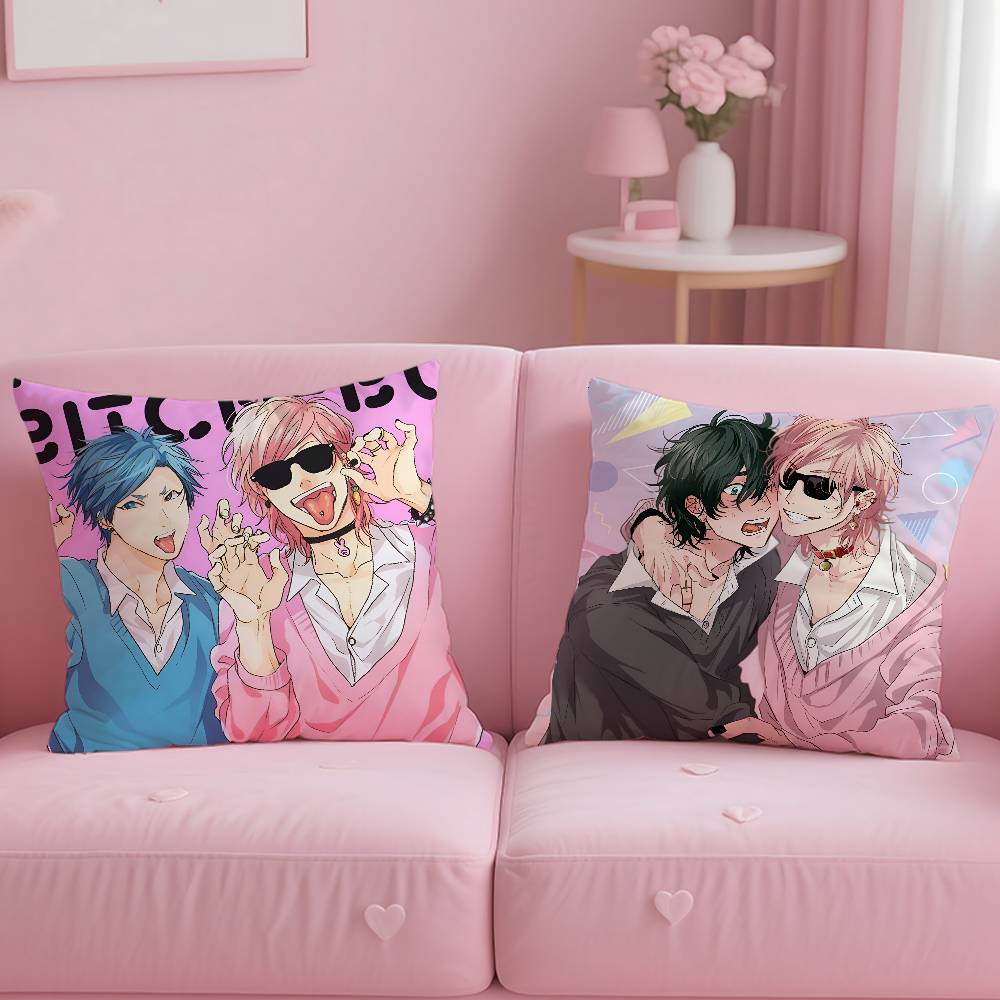 BLAnime y-Yarichin-Bitch Club Pillow Case Anti-dustmite Pillowcase Invisible zipper silky short plush Sofa cushion cover