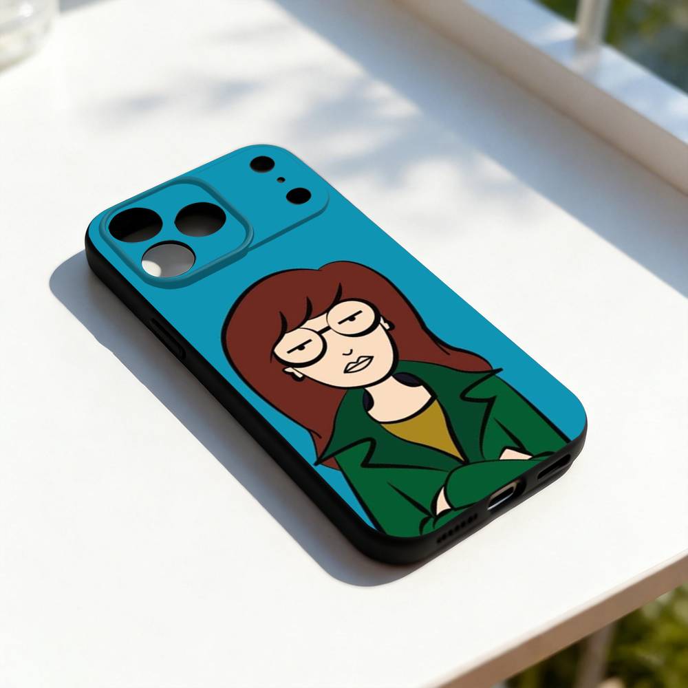 

Мультяшный чехол для телефона D-Daria Sitcom для iPhone 11, 12, 13, 14, 15, 16, 17, Pro, Max, Plus, E, SE4, Air, Mini Черный Мягкий чехол iPhone13PROMAX