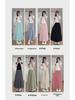 2025 Summer Women's Blue A-Line Pleated Midi Skort with High Waist and Wide-Leg Design