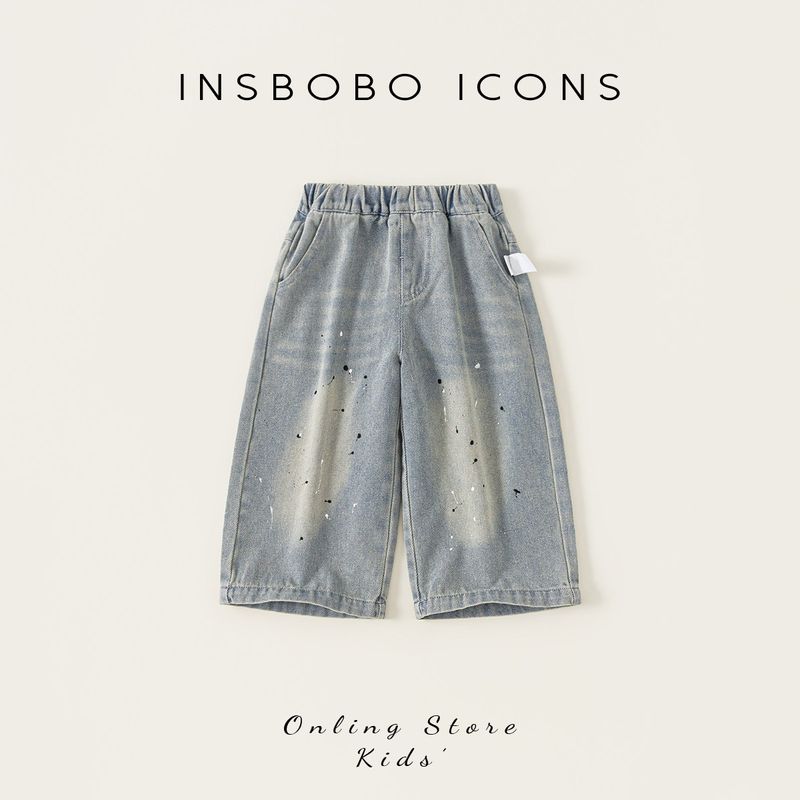 Insbobo Children s Pants Spring and Autumn Girls  Straight Pants 2026 Spring New Boys  Jeans Fashionable Children s Clothing Cowboy Blue 140