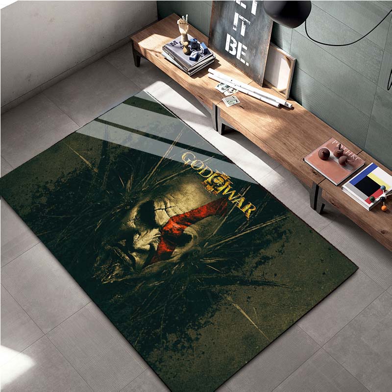 15 Sizes Kratos God-of-War Gamer Area Rug Large,Carpet for Living Room Bedroom Sofa Doormat Decor,Kids Play Non-slip Floor Mat