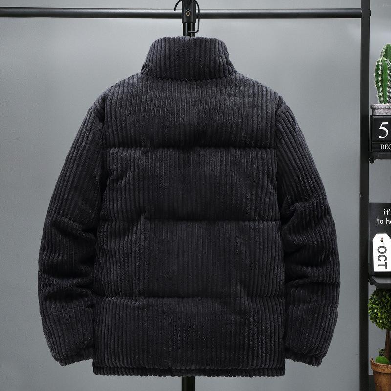Men's Winter Corduroy Stand-Collar Cotton-Padded Jacket - Youthful, Loose Fit, Thickened for Warmth