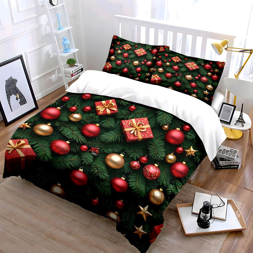 Christmas Ornaments and Gifts Bedding Duvet Cover Set Duvet Cover Pillowcases  (1*Duvet Cover 2*Pillowcases, without duvet insert)