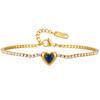 Edelstahl Tennis Kette Herzform Zirkonia Armband für Damen, Elegant 18K Gold Plated Verstellbar Wasserdicht Anlaufgeschützt
