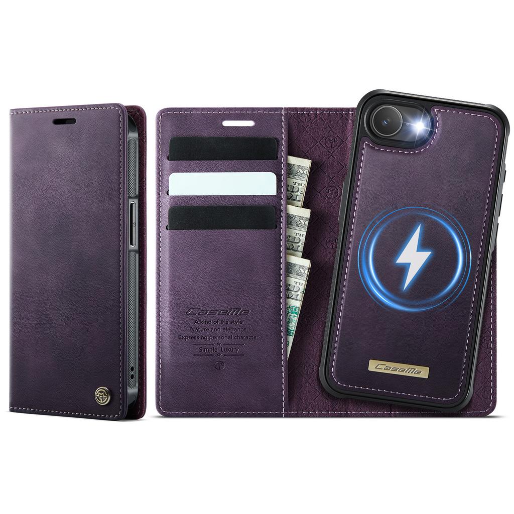 For iPhone 16e Case CASEME C49 Compatible with MagSafe RFID Blocking Detachable Wallet Leather Phone Cover
