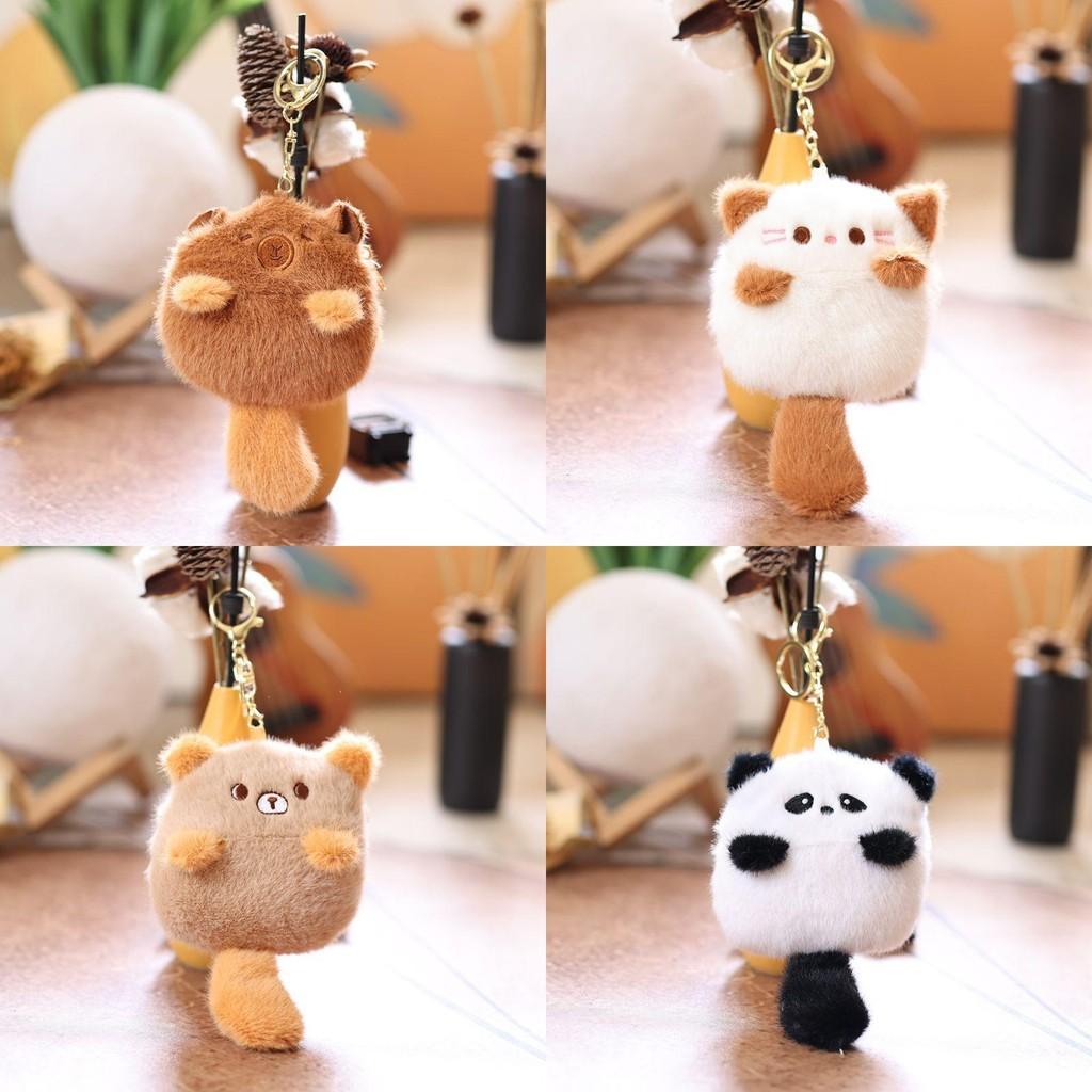 Panda Capybara Plush Keychain Animal Pendant Soft Stuffed Doll Kids Toy Gift