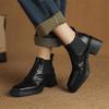Fashion New Autumn Winter Genuine Leather Women Shoes Fashion Square Toe Boots for Women Chunky Heels Women Knight Boots Ankle Boots