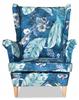 ARI PRINT Wing Chair with Footrest Scandinavian Family Meble Turquoise