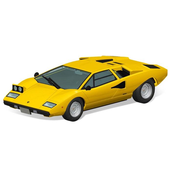 AOSHIMA 1/32 The Snap Kit Series Lamborghini Countach LP400 (Yellow) Pre-Painted Plastic Model 20-B