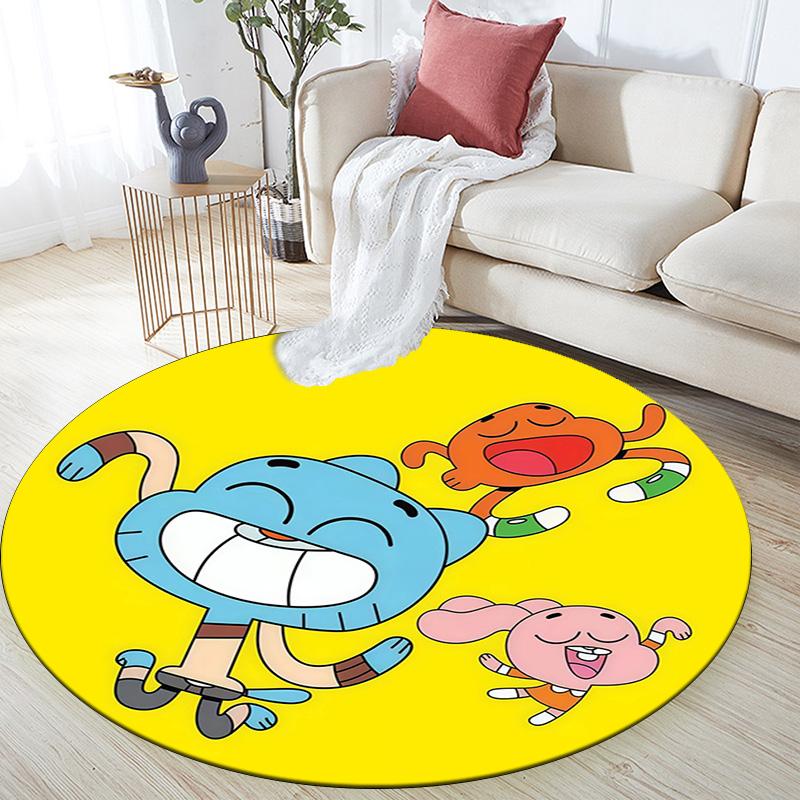 The Amazing World of Gumball2 Round Area Rug,Carpet Rug for Living Room Bedroom Sofa Playroom Decor,Non-slip Floor Mat