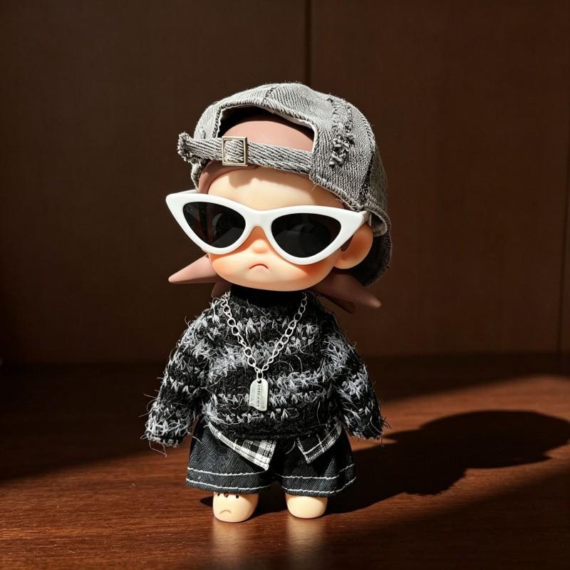 20cm 1/8 Scale BJD Doll Outfit Set Long Sleeve Sweater Pants Hat Necklace Glasses Accessory Female