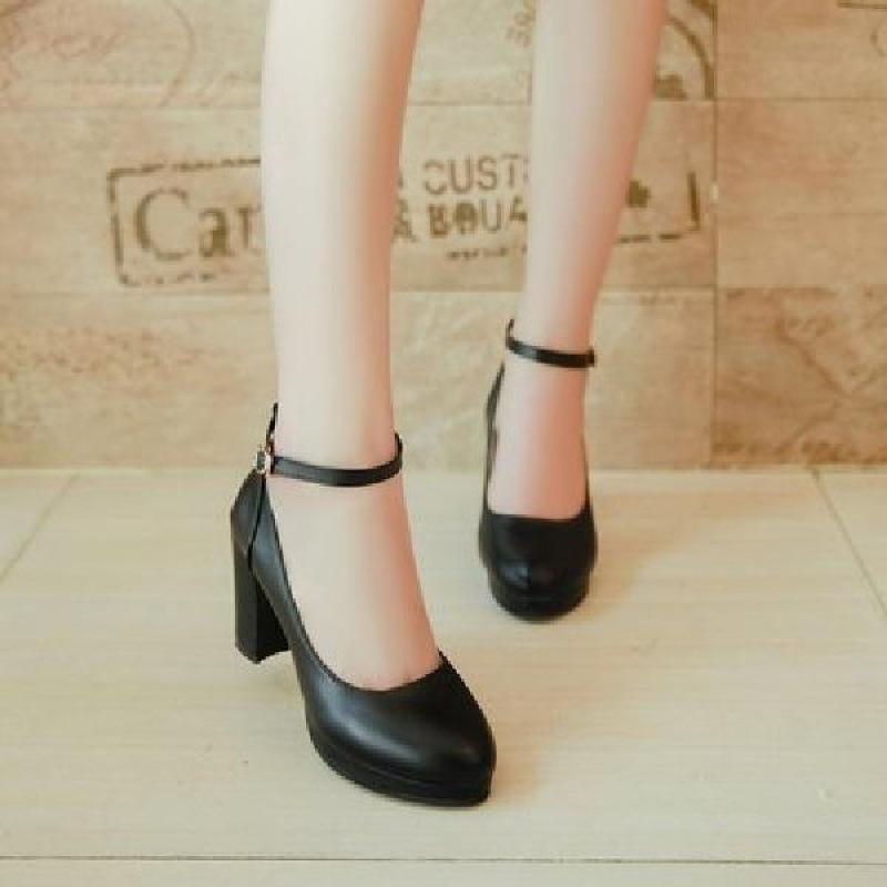

Z2025 новый стиль для девочек милые туфли-лодочки на среднем толстом каблуке, туфли на высоком каблуке с ремешком на подъеме, универсальная модная женская обувь 40