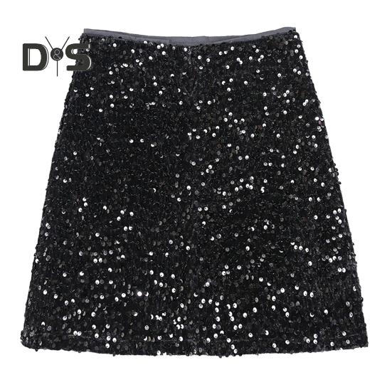 

Сексуальная юбка с высокой талией, облегающая бедра, однотонная, с блестящими пайетками, декорированная мини-юбка для отдыха, пляжа, путешествий, вечеринок M чёрный