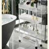 Acrylic Clear Trolley Rack Movable Rolling Utility Cart Narrow Gap Storage Rack with Wheels Bathroom Removable Shelf 2/3/4 Layer