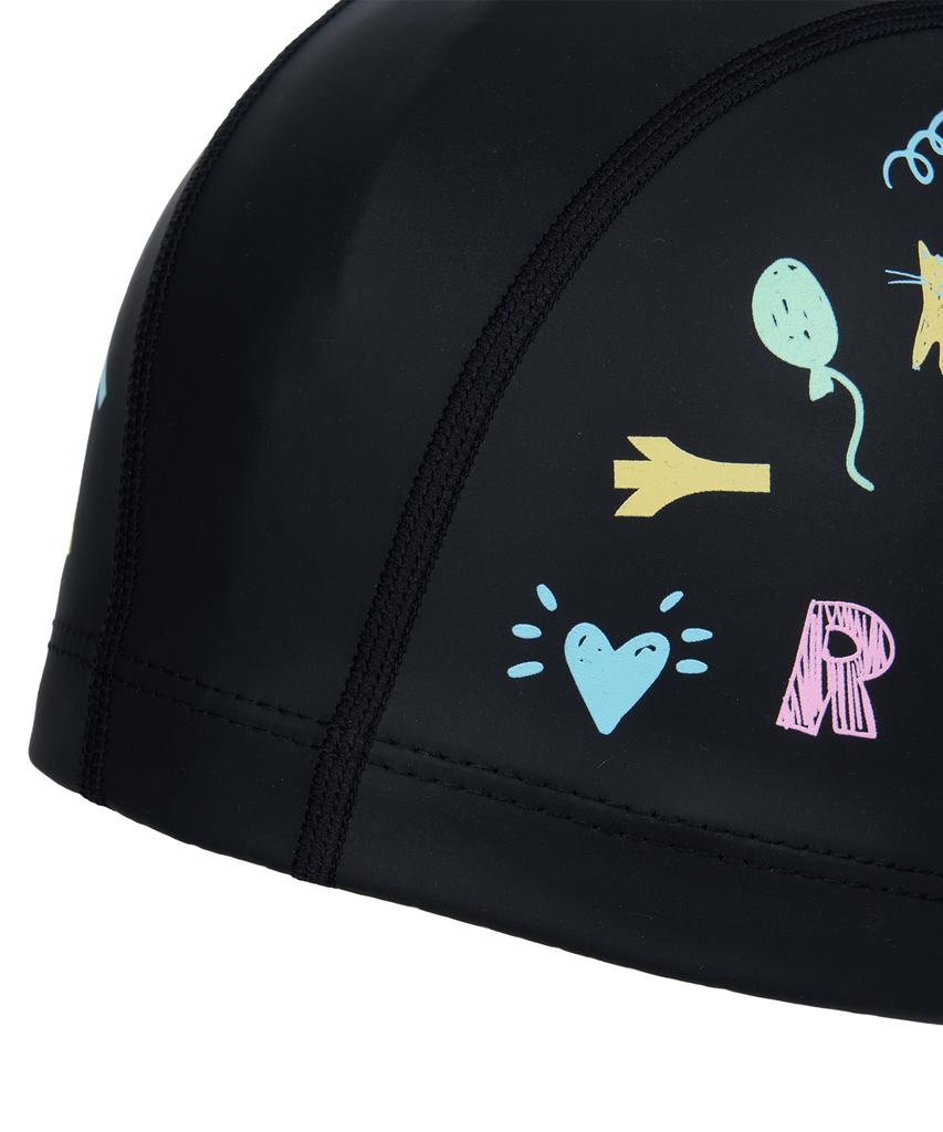 Lenomasuyeongbog Supplies Children'S Illustration Drawing Pu Swim Cap Black Ro-Rc2F754-Bk