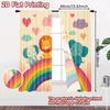 Set aus 2 flachen Druckvorhängen Regenbogen Niedliche Tiere Digitaldruck Polyester Festlicher Feiertag Perfekter Wohnzimmer Vorhang Für Groß