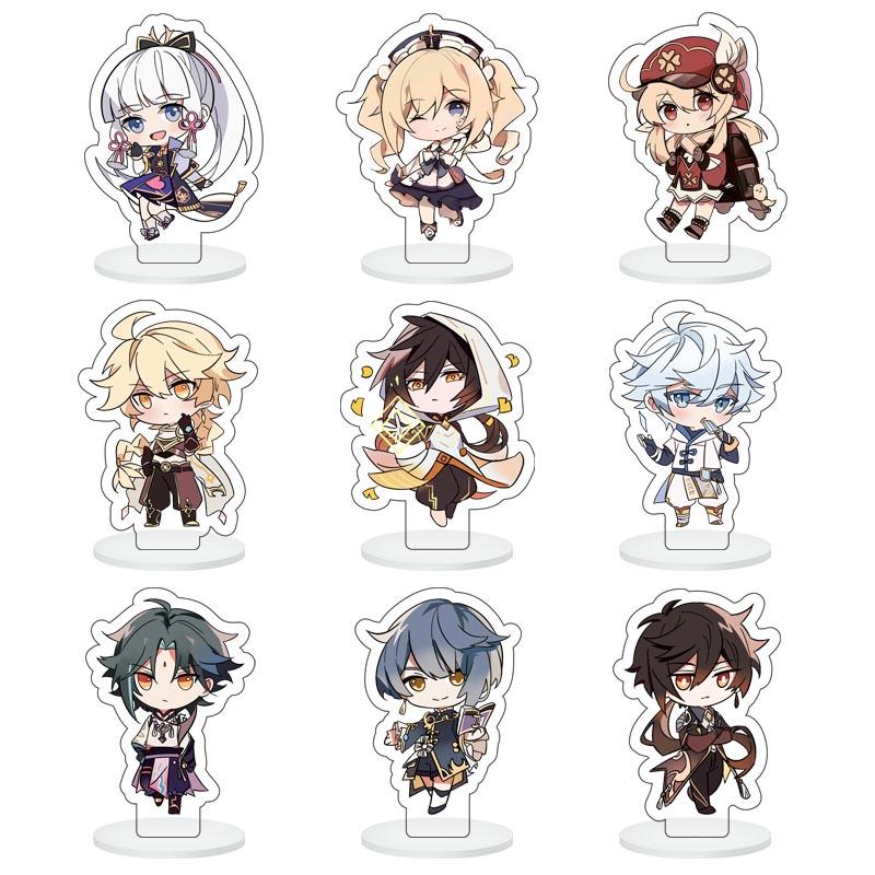 9Pcs/Set Acrylic Stand Model Wendi Tartaglia Hu Tao Yae Miko Raiden Shogun Figure Decoration Action Plate Toys