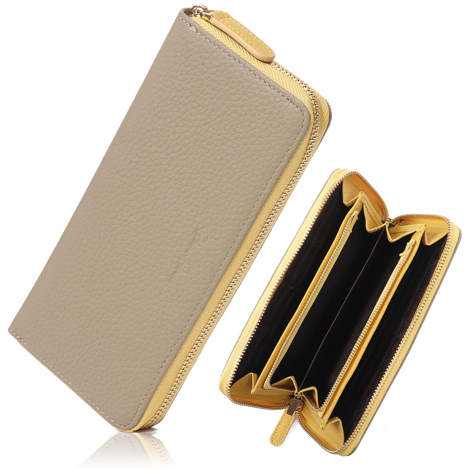 

Женский длинный кошелек Blanc Pomme из натуральной кожи, двухцветный дизайн, большая вместимость, цвет Греж, bp-1067