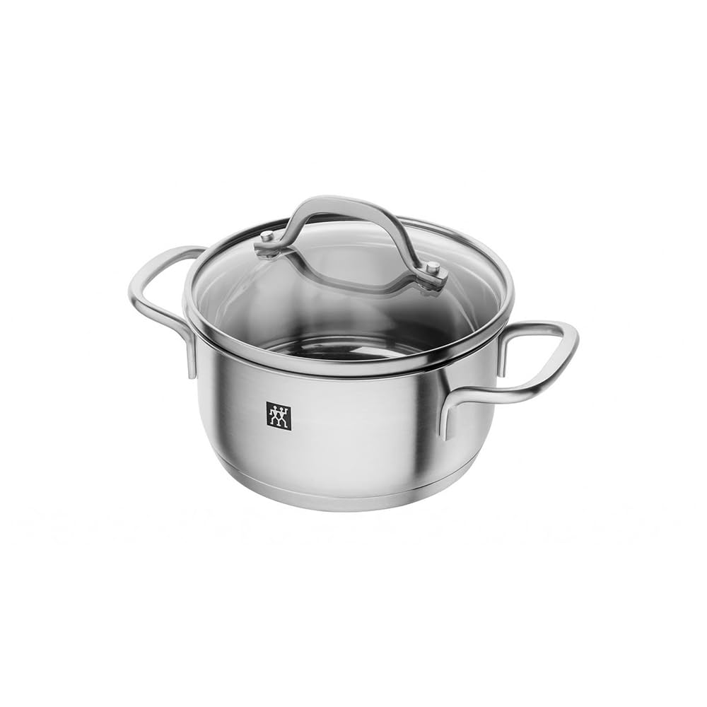 Zwilling Pico Stew Pot 14cm 1L Stainless Steel Small Pot with Glass Induction Cooktop Compatible Double-Handled Lid, 66652-140