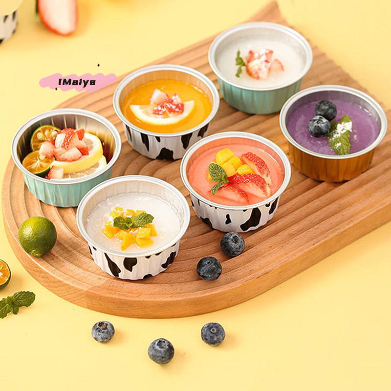 10/20/50Pcs round Baking Cups with Lids Reusable Tin Paper Foil Cupcake Cups for Desserts Flans Mini Cakes Bread Mould Custard