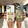 Capa de Celular Colorida Para iPhone 17 16E 16 11 15 14 Pro MAX 12 13 MINI 7 8 Plus XR SE Prata Capa IMD Coroa de Diamante Letra K M