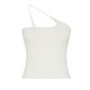 Women's New Single Shoulder Design Personality Solid Color Halter Spice Sexy Halter Waist Slimming Vest Top