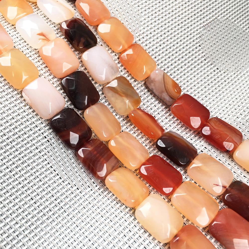 1 Strang facettierte Natursteinperlen, 12 × 16 mm, rechteckige Rosenquarz-Opal-Edelsteine, lose Abstandsperlen zur Schmuckherstellung, DIY-Zubehör, Zubehör, 20 cm