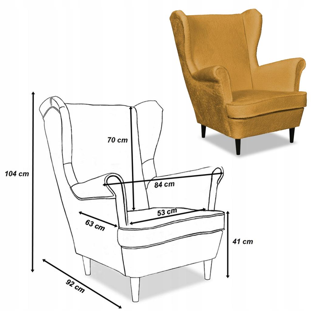 Bella Scandinavian Wing Chair Family Meble Gold Mustard Yellow Dark