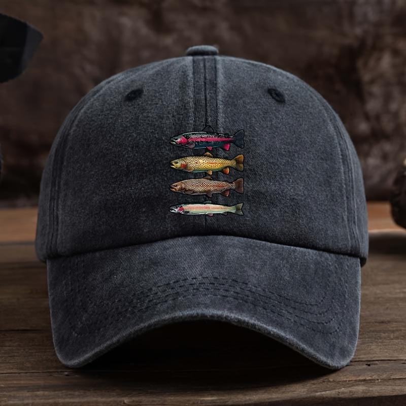 1pc Leisure Printed Baseball Cap for Women,Colorful Fish Design,Stylish Versatile Snapback Hat for Outdoor Activities Dailywear