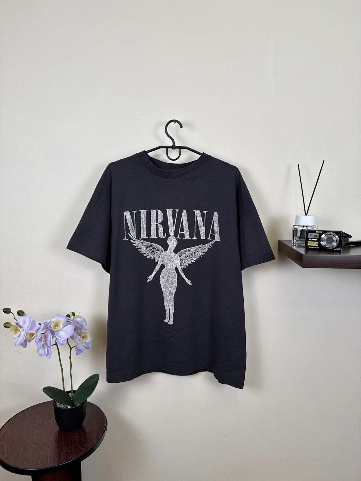Nirvana T shirt In Utero Black Grey Rock Band Kurt Cobain Grunge Sz L 2XL