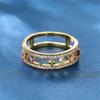 Dainty Square Zircon Engagement Ring Vintage Female Rainbow Crystal Stone Ring Antique Gold Color Hollow Wedding Rings For Women