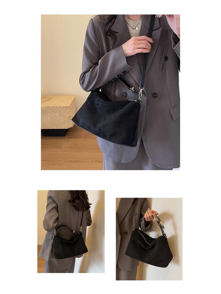 Versatile Suede Pillow Bag - Autumn/Winter 2025 Large Capacity Women's Tote & Crossbody Handbag