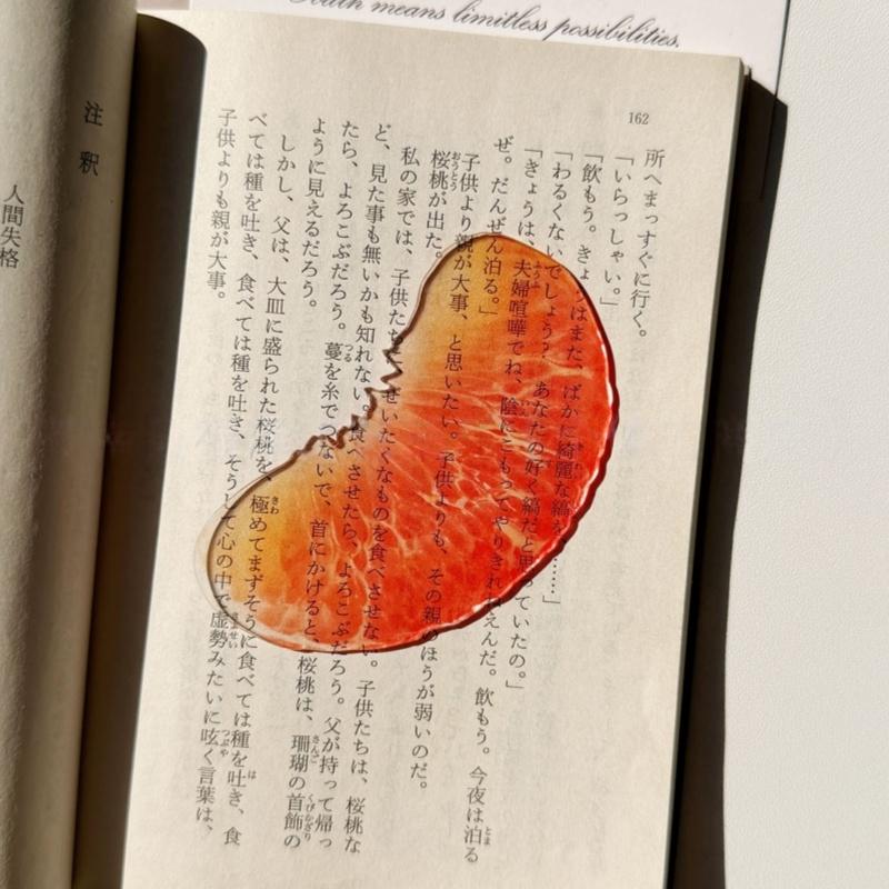 Marque-page en acrylique en forme de fruit Pomme Raisin Simulation Marque-page de lecture transparent Papeterie d'apprentissage Jouet pour enfants Cadeau