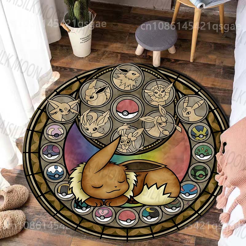 17 Styles Classic Pokemon Sylveon Print Round Carpet Bedroom Living Room Mat Sofa Children's Room Decor Rug Gift Free Shipping